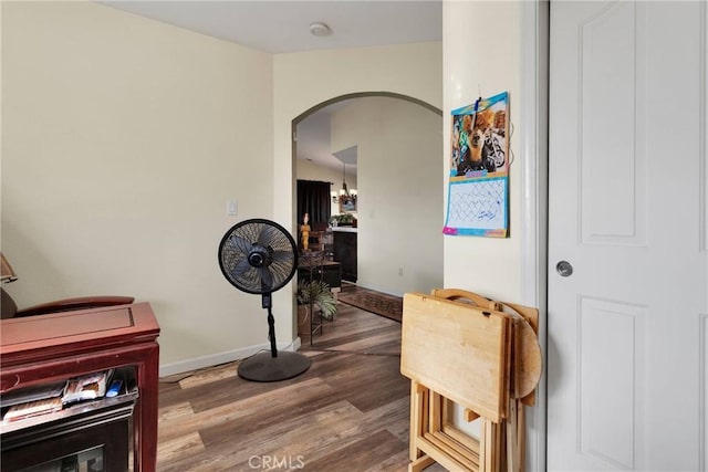 hallway featuring hardwood / wood-style flooring