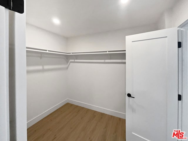 walk in closet featuring wood-type flooring