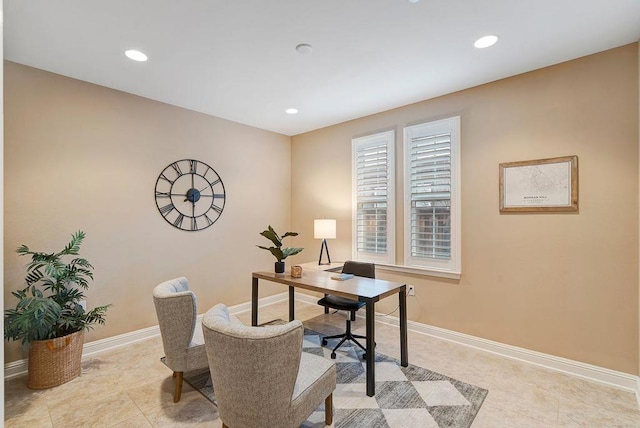 office space featuring light tile patterned floors