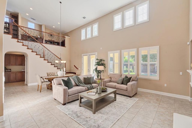 view of tiled living room