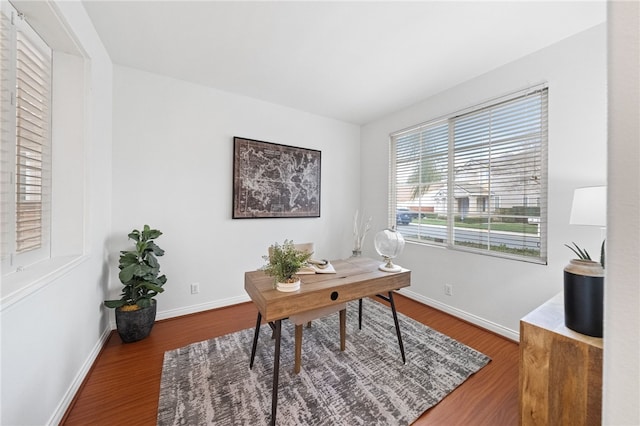 office space featuring hardwood / wood-style flooring