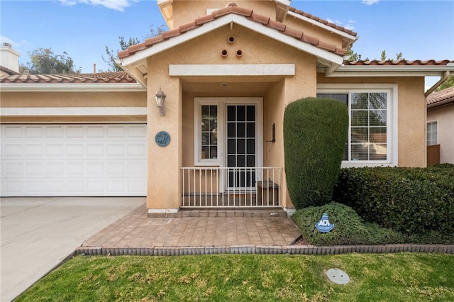 entrance to property with a garage