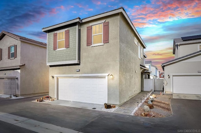 view of front of house with a garage