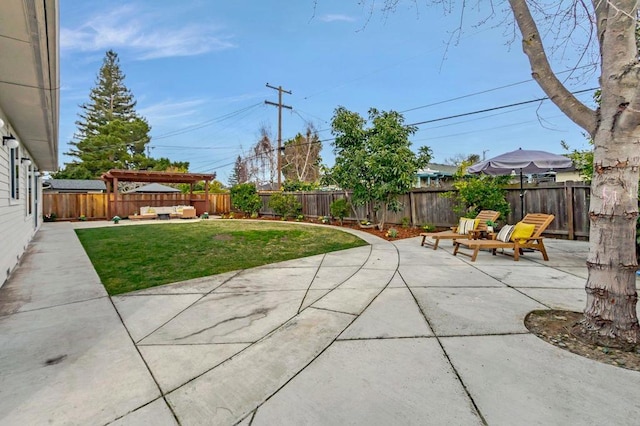 view of patio / terrace featuring a pergola