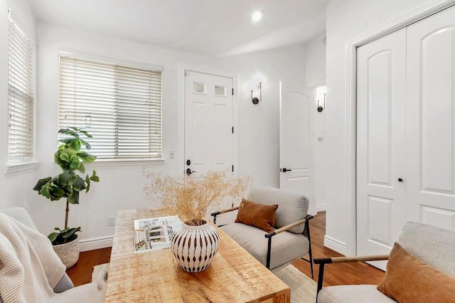 sitting room featuring hardwood / wood-style floors