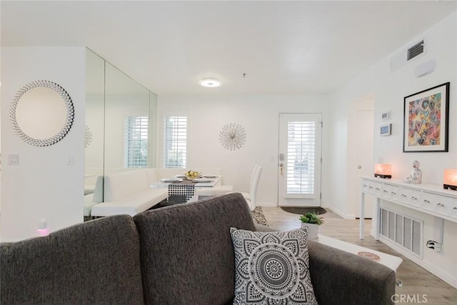 living room featuring light hardwood / wood-style flooring