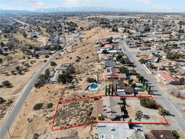 aerial view with a mountain view