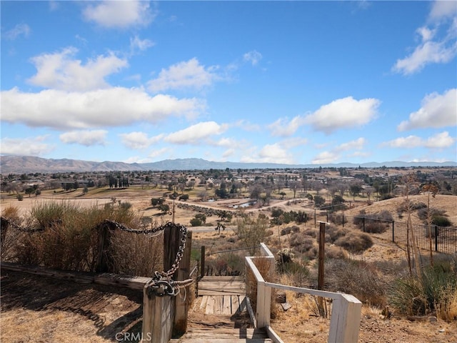 view of mountain feature with a rural view