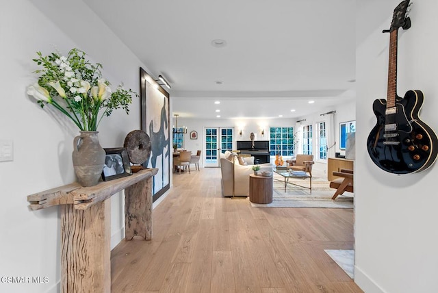 living room featuring light hardwood / wood-style floors