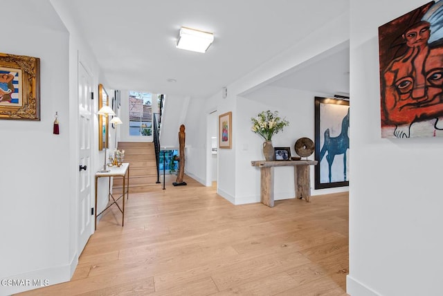 hall featuring light hardwood / wood-style floors