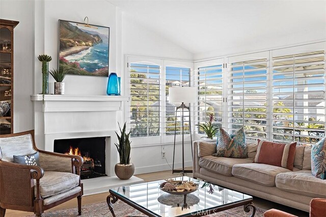 living room featuring hardwood / wood-style flooring and a healthy amount of sunlight