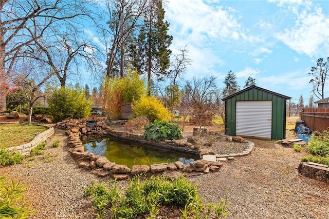 view of yard featuring a storage shed