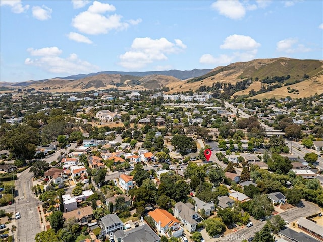 bird's eye view with a mountain view