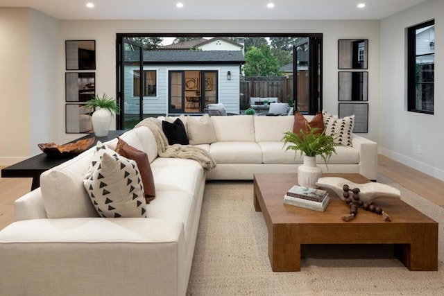 living room featuring light hardwood / wood-style flooring