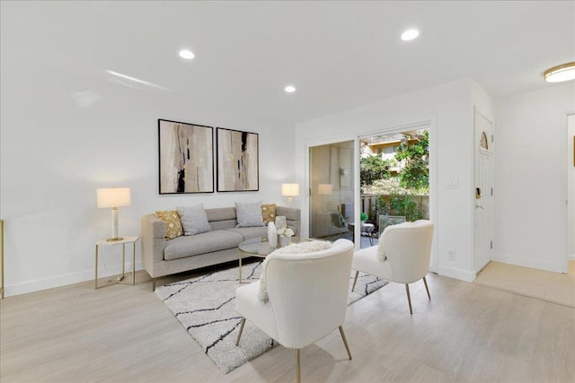 living room featuring light hardwood / wood-style floors