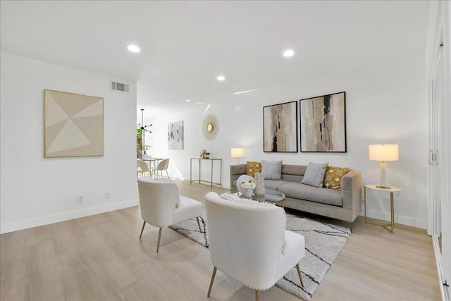 living room featuring light hardwood / wood-style floors