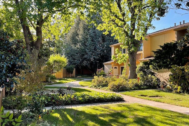 view of home's community with a yard