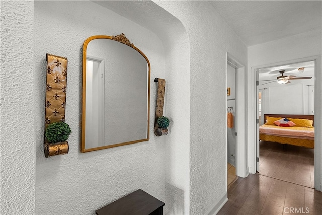 hallway featuring dark hardwood / wood-style flooring