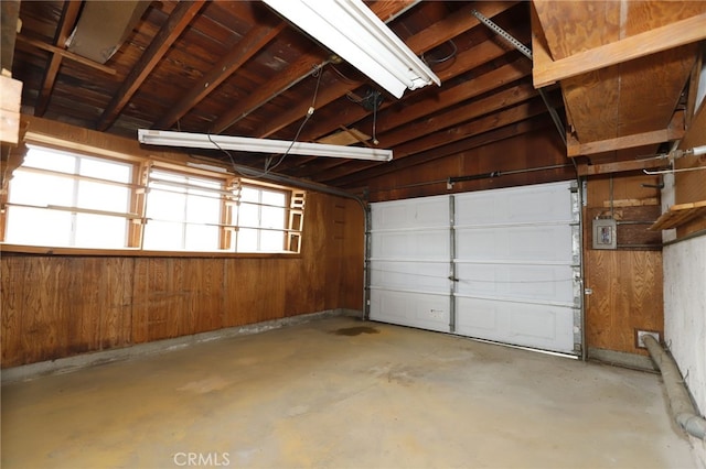 garage with wooden walls