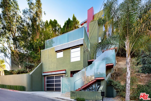 contemporary house featuring a garage