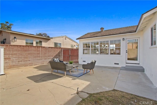 view of patio with an outdoor hangout area