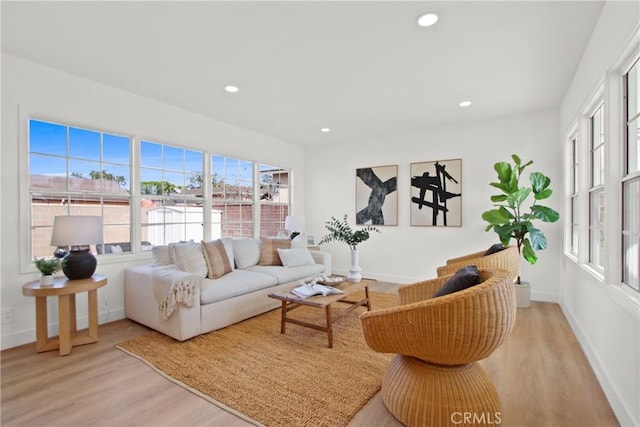 living room with light wood-type flooring