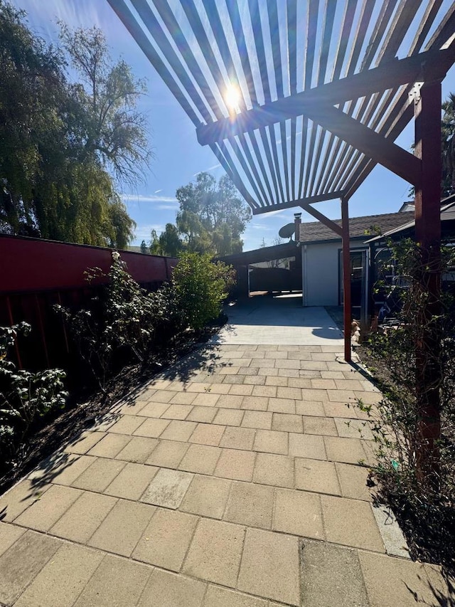 view of patio / terrace featuring a pergola