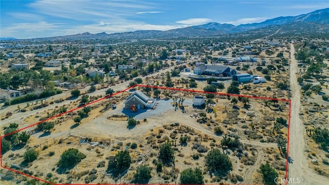 aerial view with a mountain view