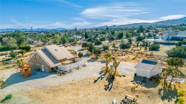 aerial view with a mountain view