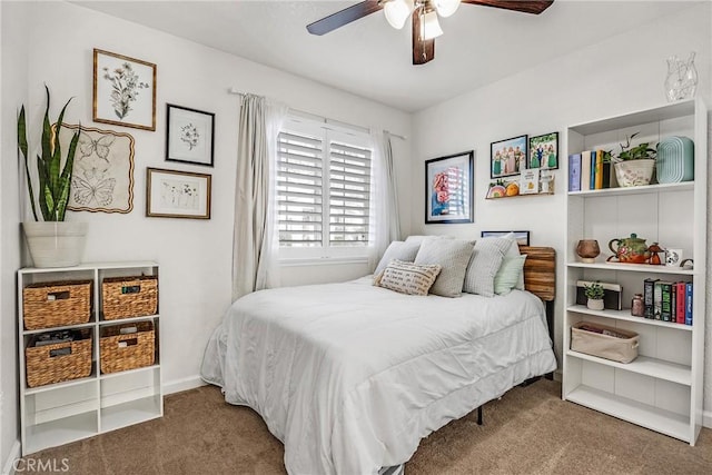 bedroom with carpet floors and ceiling fan