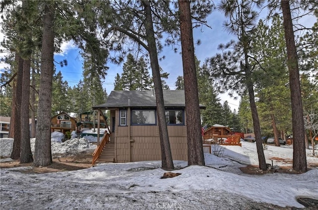 view of snow covered structure