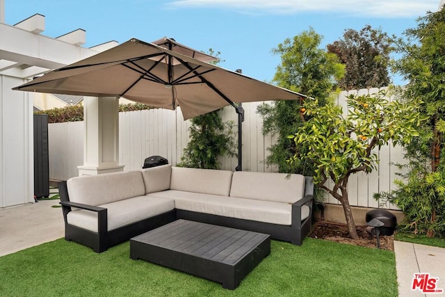 view of patio featuring an outdoor living space