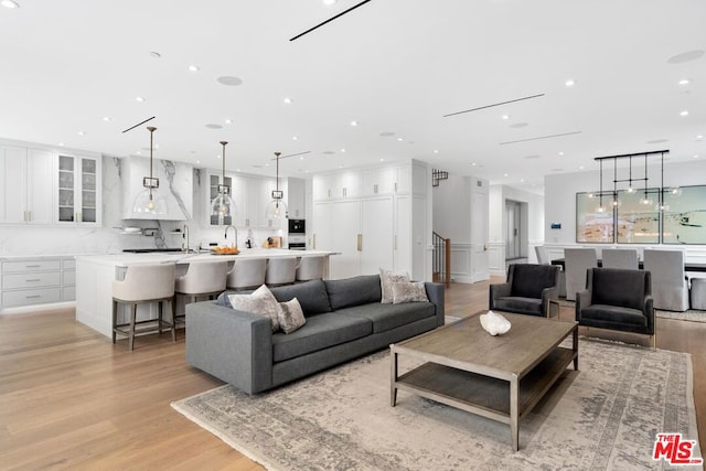 living room featuring light hardwood / wood-style floors