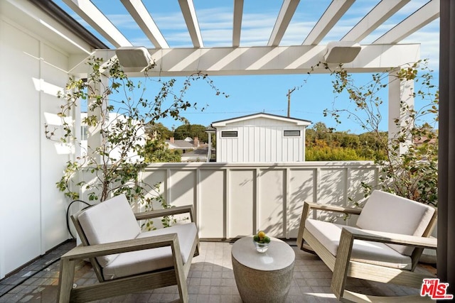 balcony with a pergola