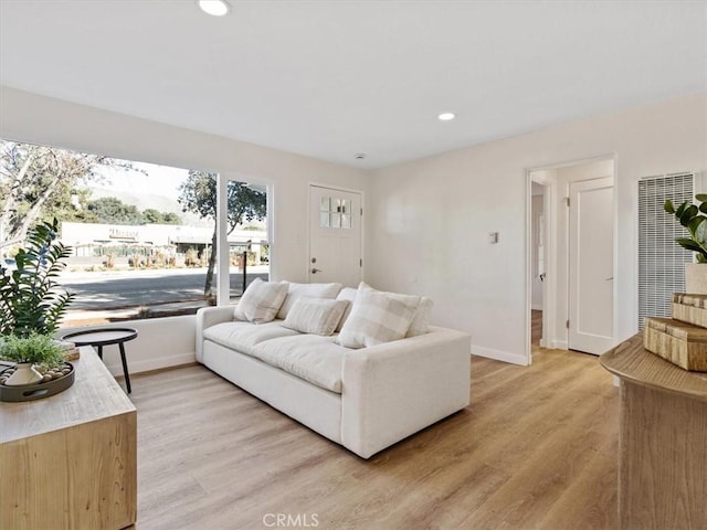 living room with light hardwood / wood-style floors