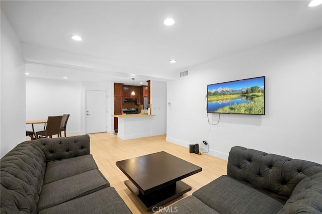 living room featuring light hardwood / wood-style floors