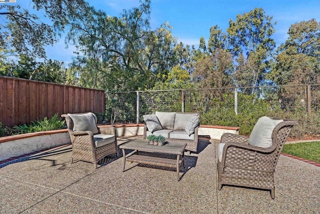 view of patio / terrace featuring an outdoor living space