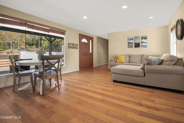 living room featuring light wood-type flooring