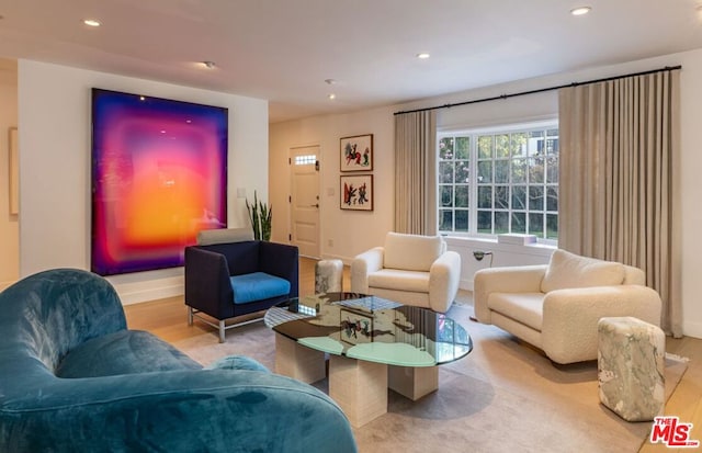 living room with hardwood / wood-style flooring