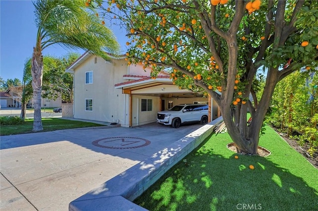 view of front of home with a front yard