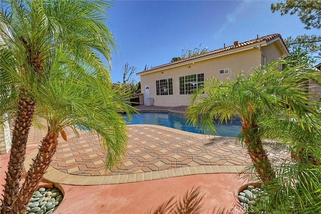 view of swimming pool with a patio area