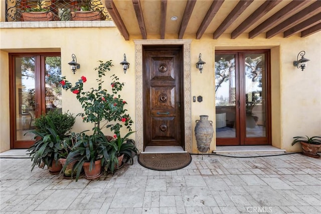 property entrance with french doors