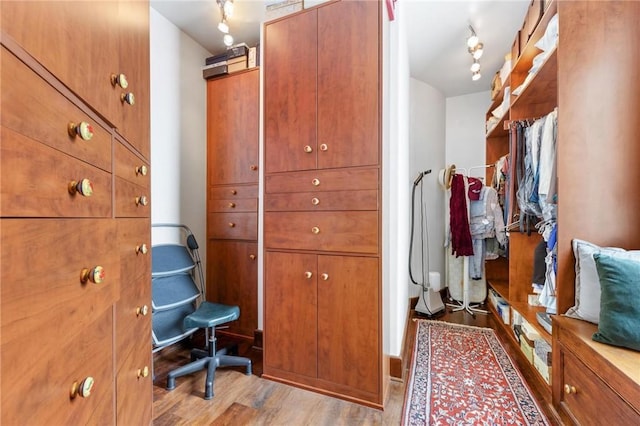 spacious closet with wood finished floors