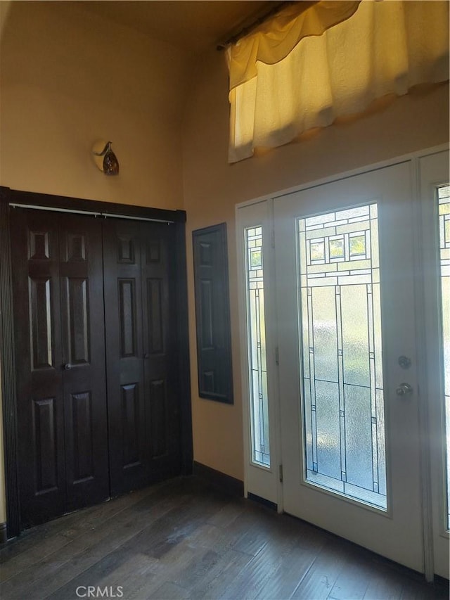 foyer with wood finished floors