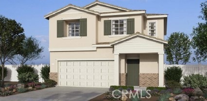 front facade with a garage