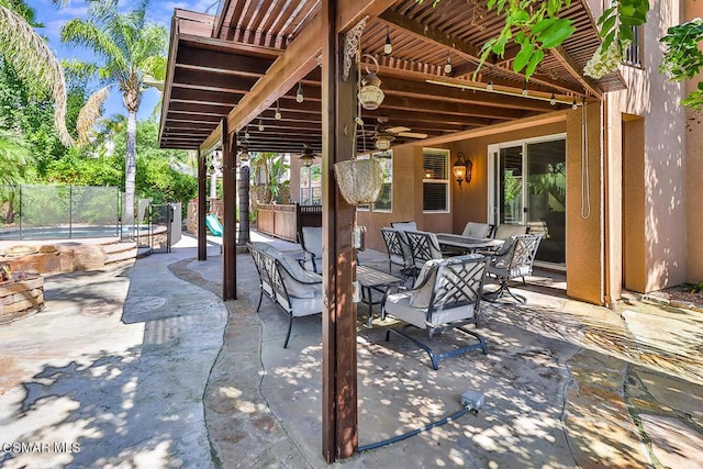 view of patio / terrace featuring a pergola