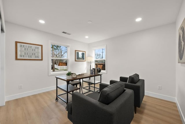 office featuring light hardwood / wood-style floors