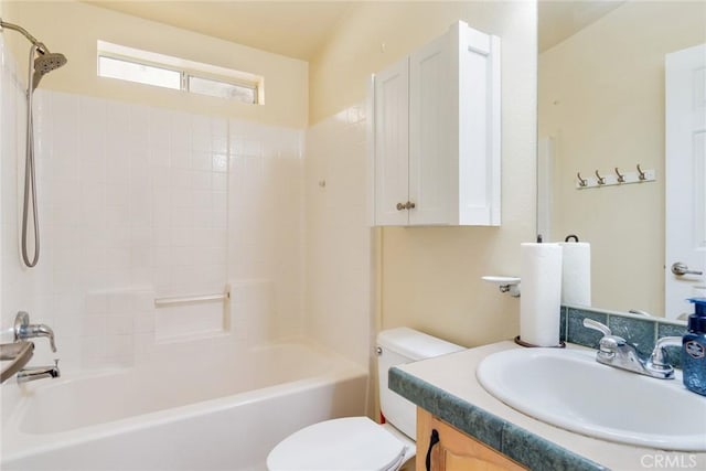 full bathroom featuring vanity, toilet, and shower / bath combination