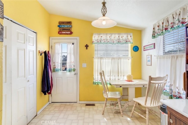 entryway featuring vaulted ceiling