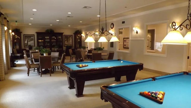 rec room featuring pool table